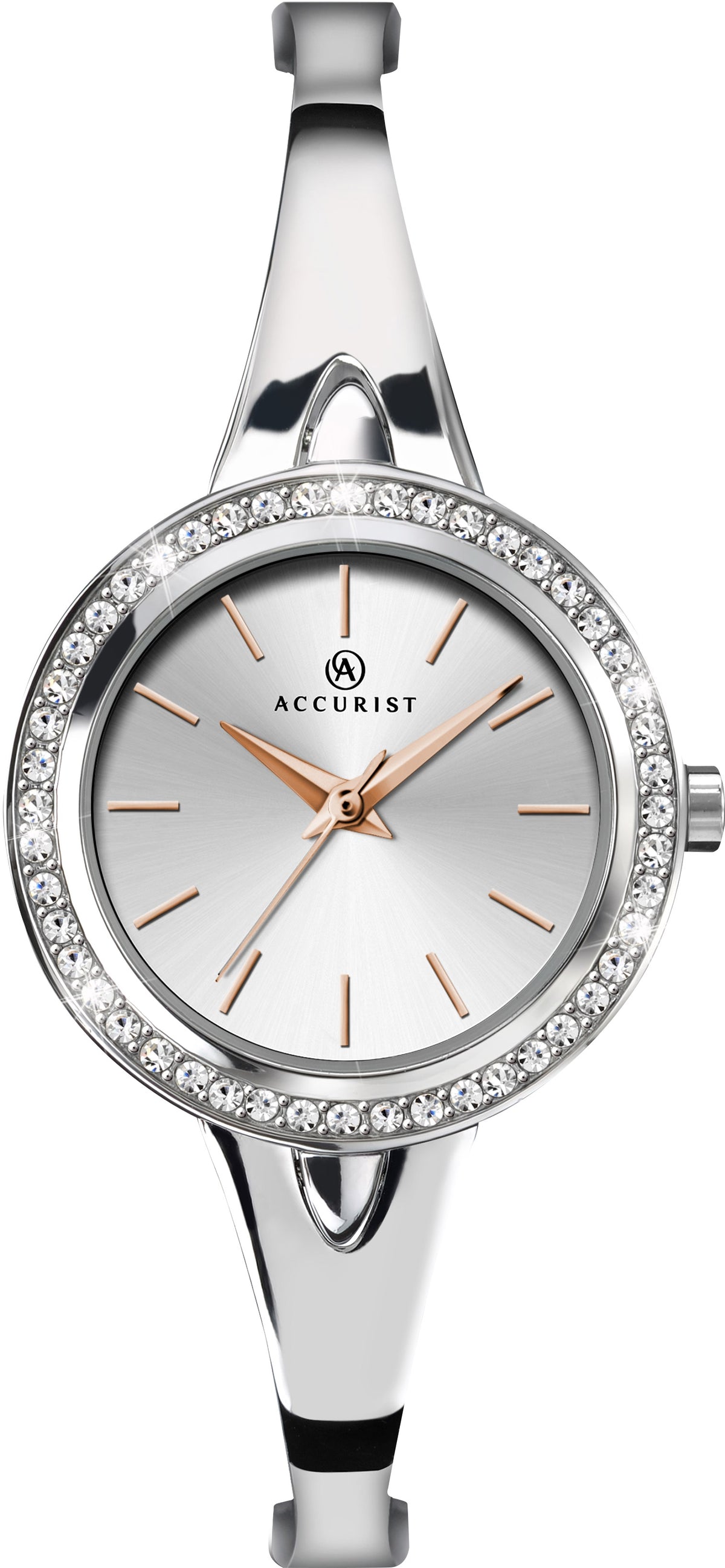 Ladies Accurist London Silver Dial Silver Stainless Steel Bracelet Watch 8109 RRP £79.99