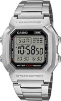 Casio Collection Mens Digital Watch with Silver Dial and Silver Strap W-800HD-1AVEF