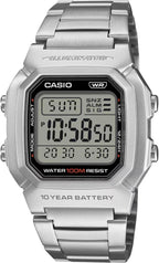 Casio Collection Mens Digital Watch with Silver Dial and Silver Strap W-800HD-1AVEF