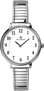 Accurist Ladies Watch with White Dial and Stainless Steel Expanding Bracelet 8138