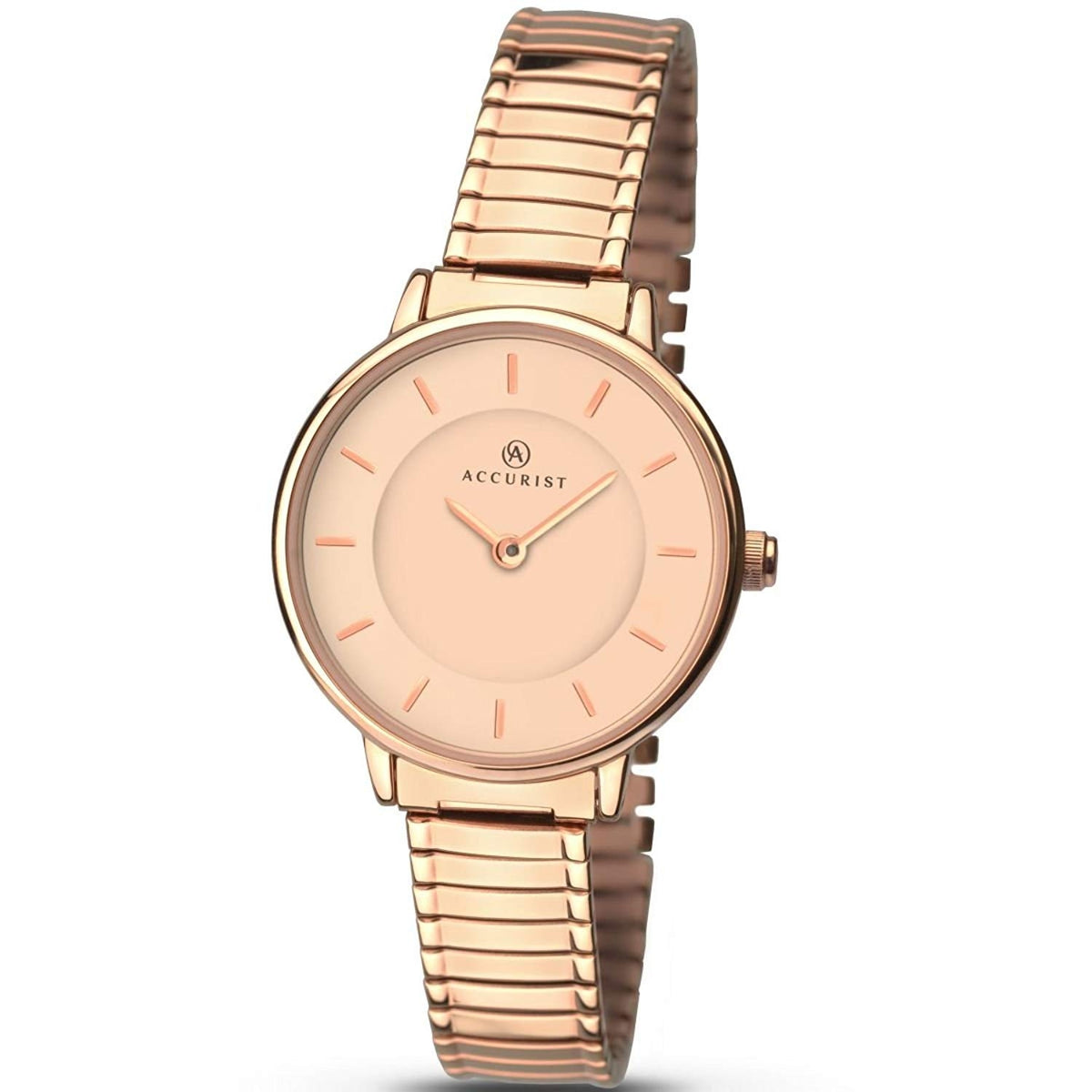 Ladies Accurist Rose Gold Dial Rose Gold Expander Watch 8141 RRP £69.99