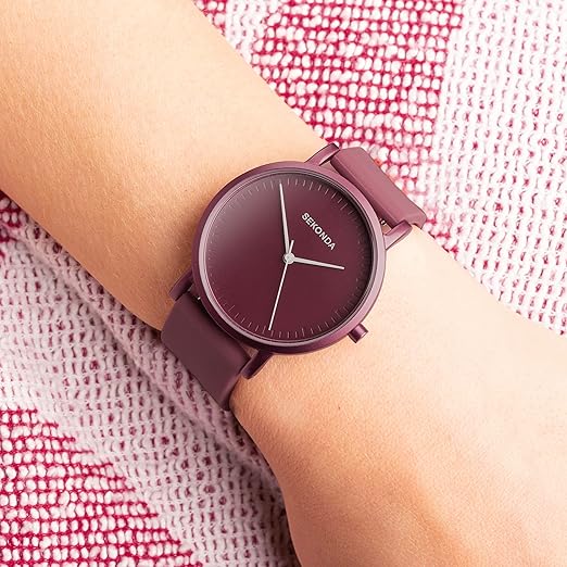 Sekonda Palette Ladies Watch Burgandy Dial & Burgandy Silicone Strap 40554
