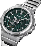 Casio G-Shock Gwylio Dynion â Deial Gwyrdd a Strap Arian GST-B1000D-3AER