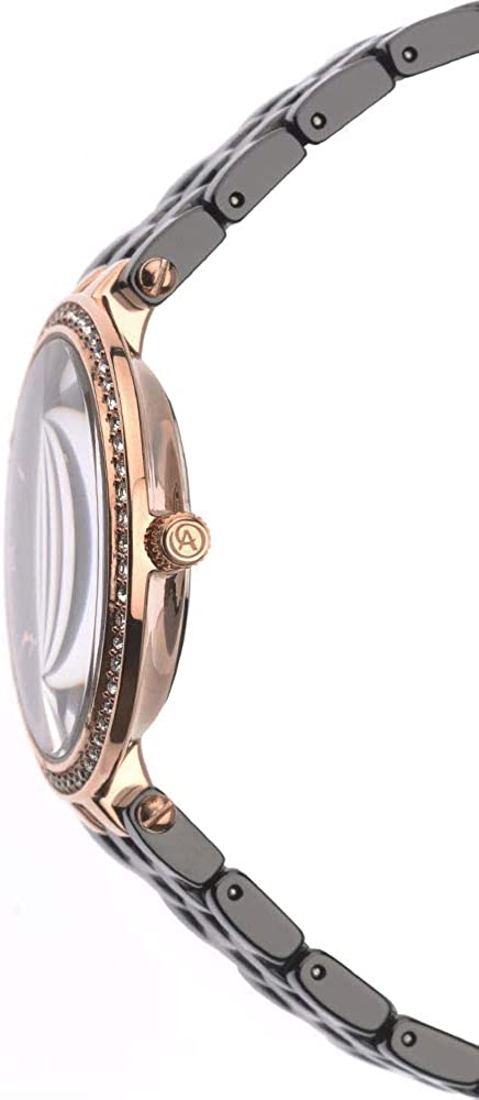 Accurist Ladies Watch with Diamond Set Mother Of Pearl Dial and Black Ceramic Bracelet 8163
