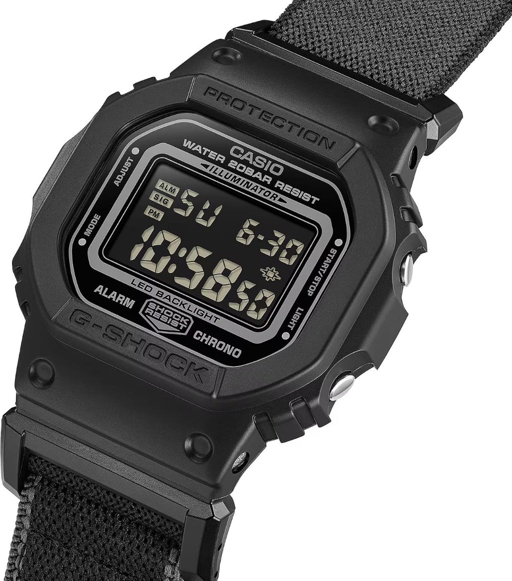 Casio G-Shock Mens Digital Watch with Black Dial and Black FIDLOCK Strap DW-5600MNC-1ER