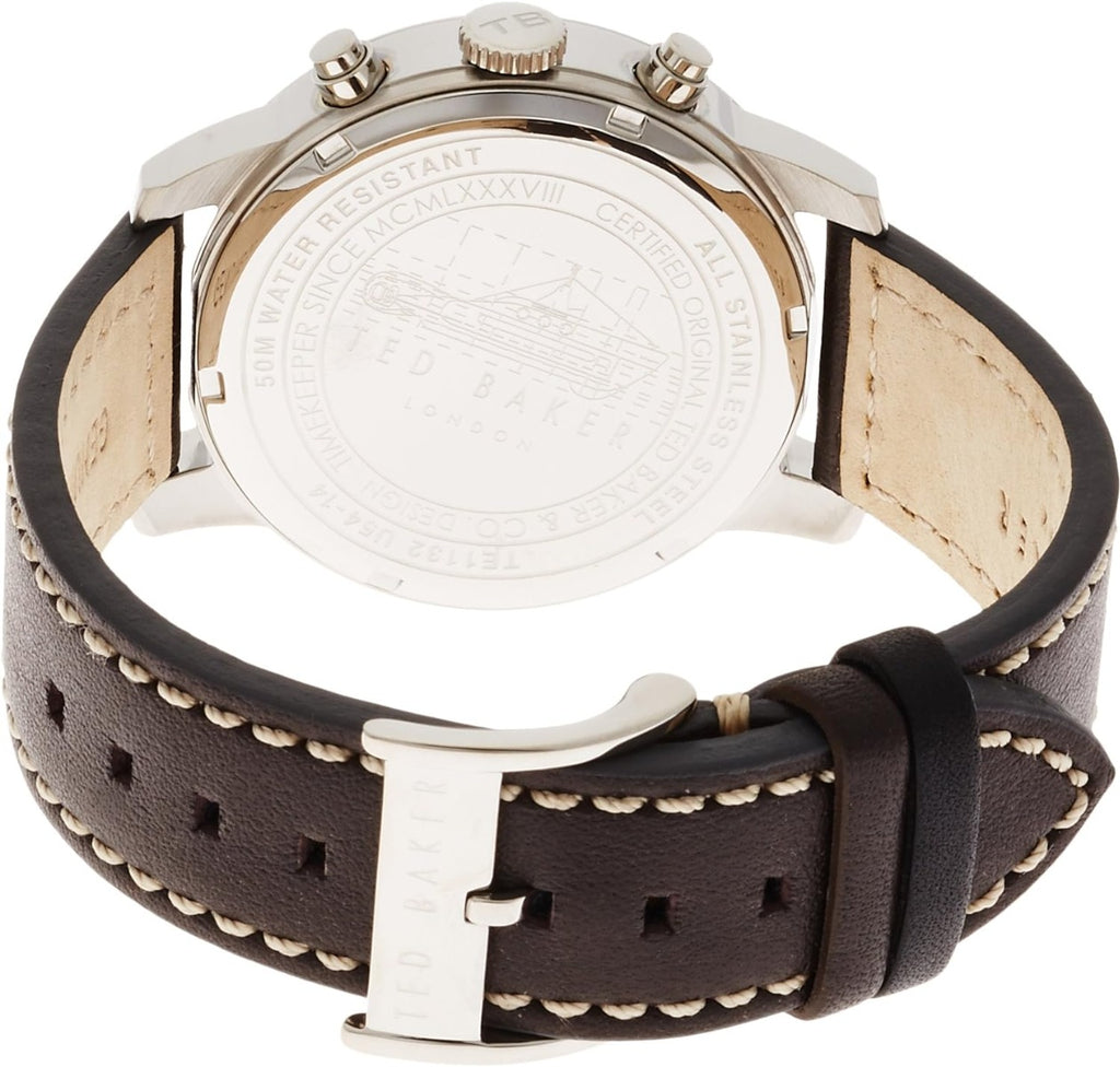 Ted Baker Mens Watch with Brown Strap and Black Dial TE1132