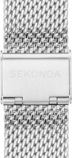 Gwylio Sekonda Airborne i Ddynion gyda Deial Du a Strap Arian 30101