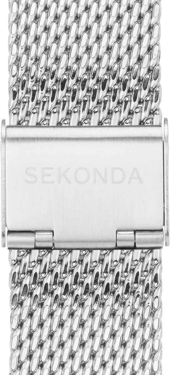 Gwylio Sekonda Airborne i Ddynion gyda Deial Du a Strap Arian 30101