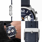 Sekonda Airborne Mens Watch with Blue Dial and Blue Leather Strap 30027