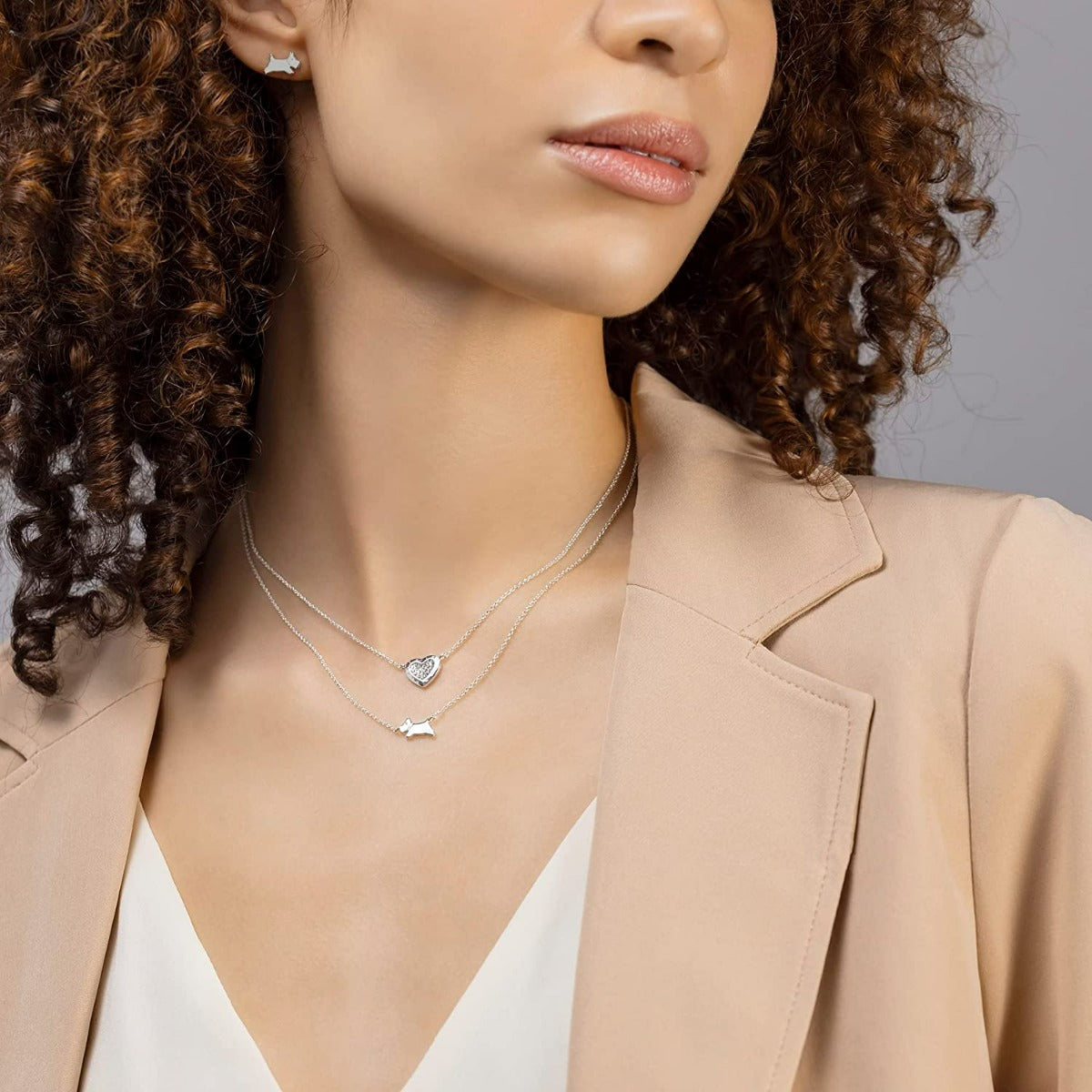 Radley London Ladies Silver Plated Heart & Jumping Dog Necklace RYJ2405S
