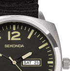 Sekonda Mens Watch with Black Dial and Black Canvas Strap 1992