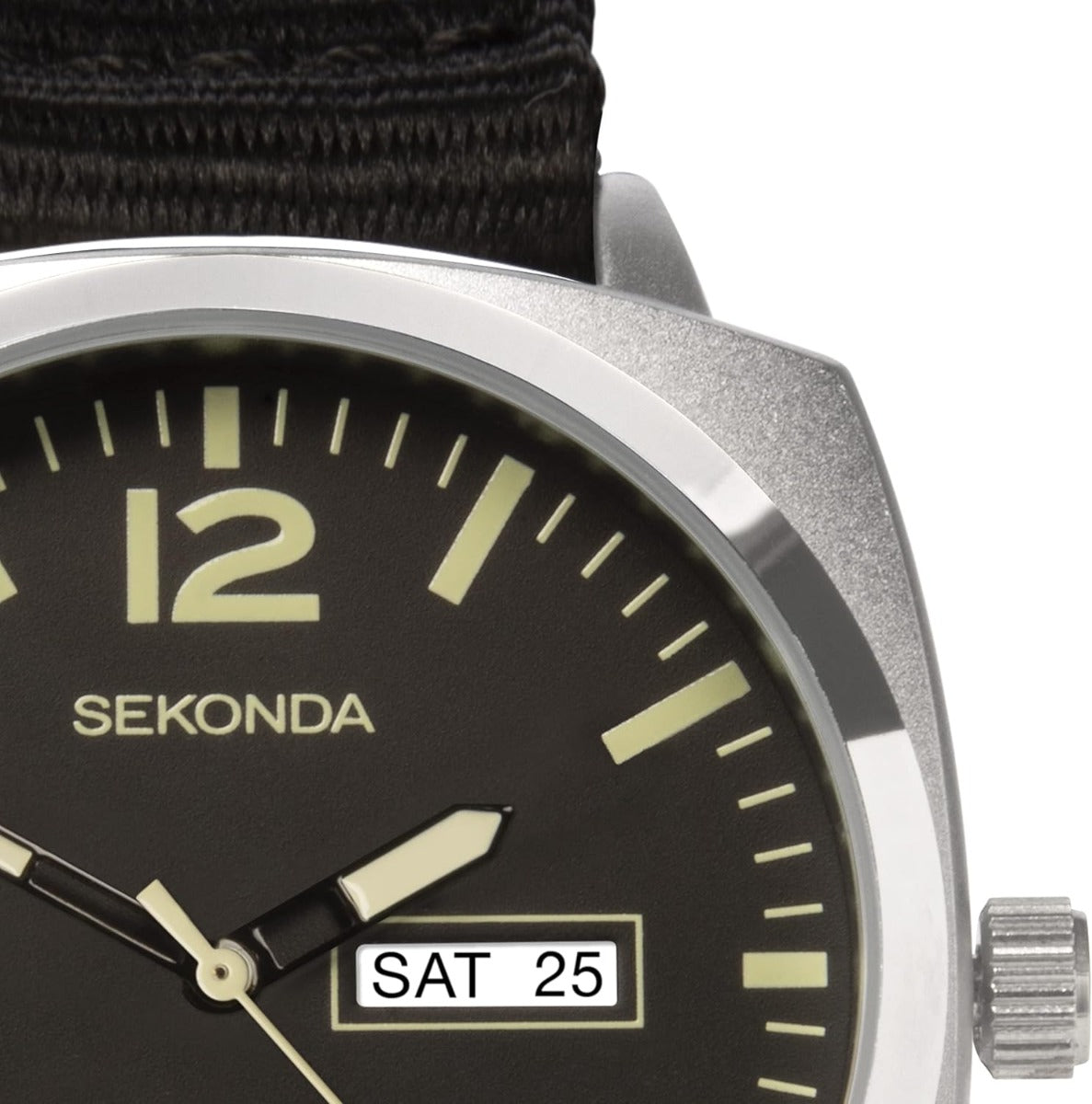 Sekonda Mens Watch with Black Dial and Black Canvas Strap 1992