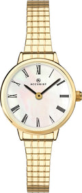 Accurist Ladies Analogue Quartz Watch With White Dial And Gold Stainless Steel Bracelet 8209