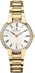 Accurist Ladies Watch with Mother of Pearl Dial and Gold Bracelet 8220