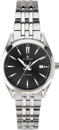 Accurist Ladies Analogue Quartz Watch With Black Dial And Silver Stainless Steel Bracelet 8223