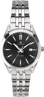 Accurist Ladies Analogue Quartz Watch With Black Dial And Silver Stainless Steel Bracelet 8223
