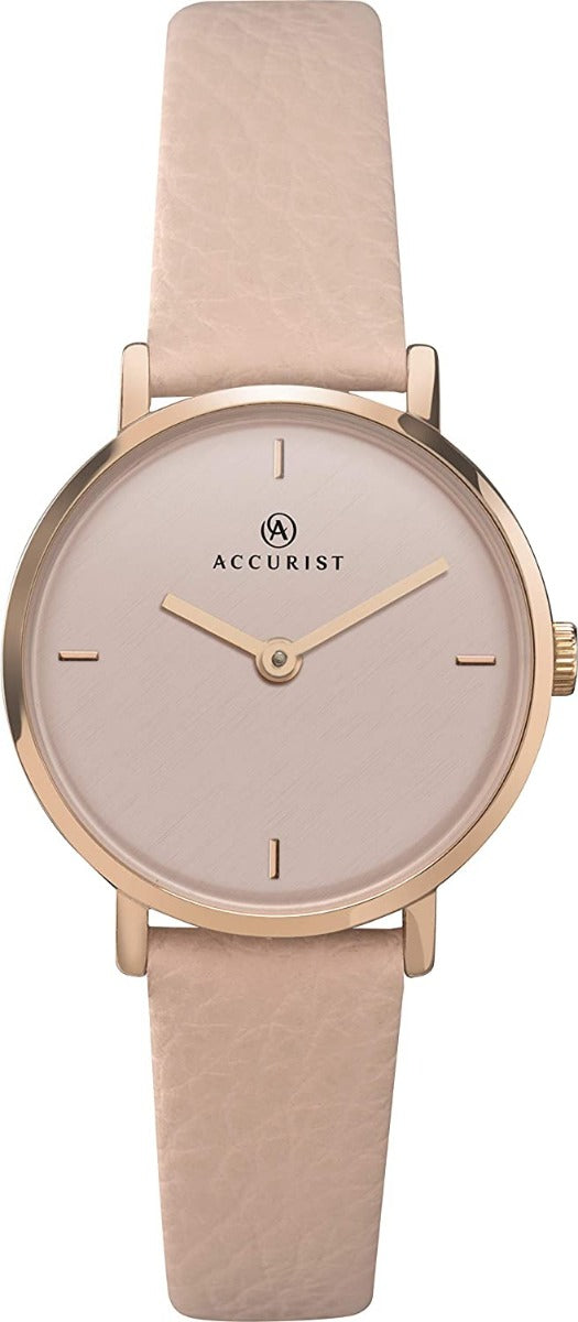 Accurist Ladies Watch with Pink Dial and Pink Leather Strap 8225