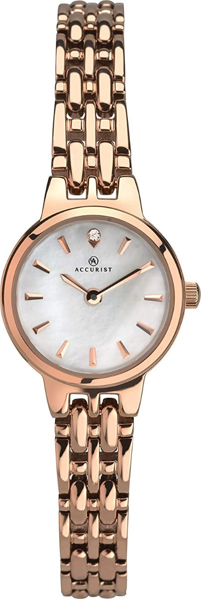 Accurist Ladies Watch with Mother Of Pearl Dial and Rose Gold Bracelet 8233