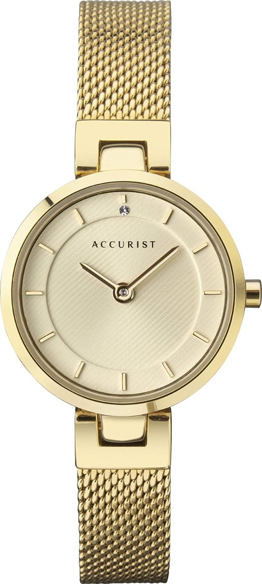 Accurist Ladies Watch with Gold Dial and Gold Milanese Strap 8251