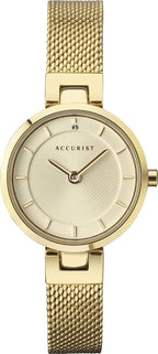 Accurist Ladies Watch with Gold Dial and Gold Milanese Strap 8251