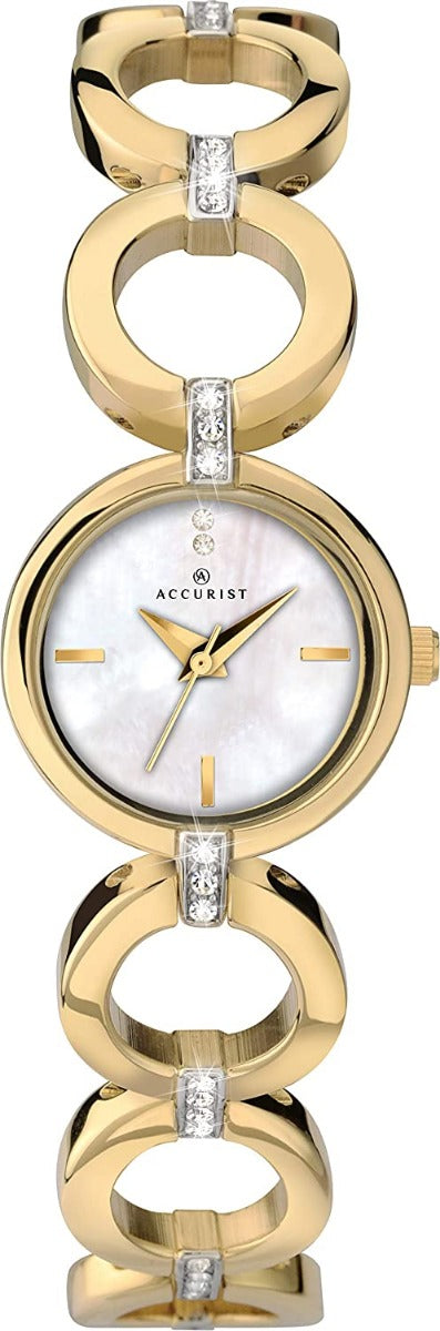 Accurist Ladies Watch with Mother of Pearl Dial and Gold Bracelet 8256