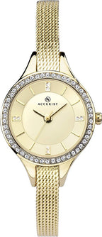 Accurist Ladies Watch with Gold Dial and Gold Milanese Bracelet 8262