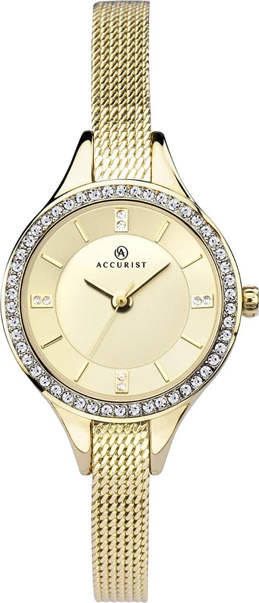 Accurist Ladies Watch with Gold Dial and Gold Milanese Bracelet 8262
