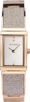 Accurist Ladies Watch with Silver Dial and Crystal Dust Set Bracelet 8313