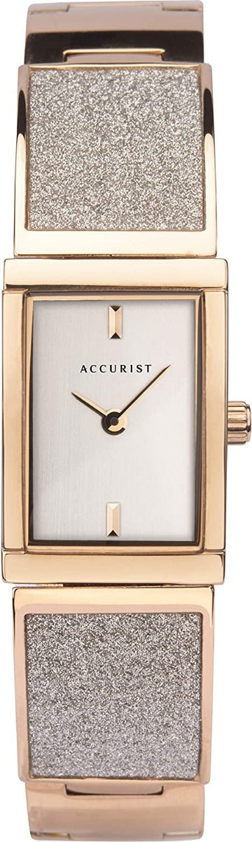 Accurist Ladies Watch with Silver Dial and Crystal Dust Set Bracelet 8313