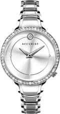 Accurist Classic Cloc Menywe Gyda Deial Arian ac Efydd Arian 8356