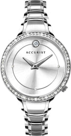 Accurist Classic Cloc Menywe Gyda Deial Arian ac Efydd Arian 8356