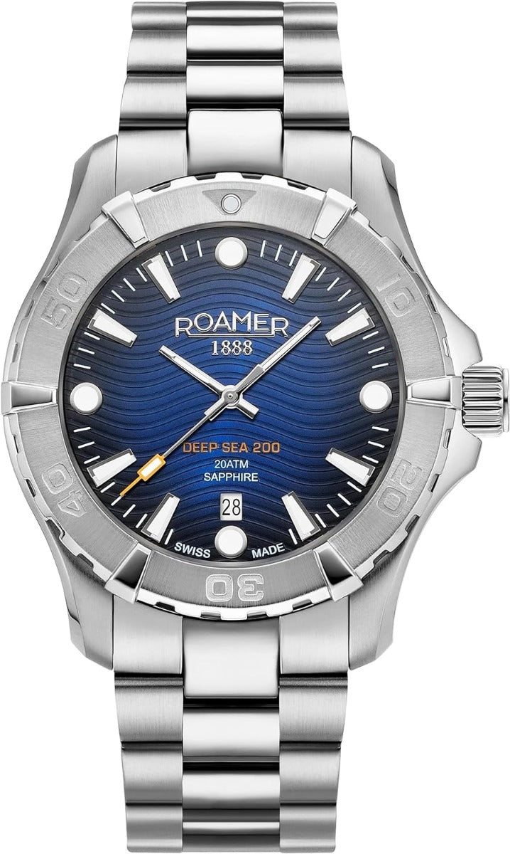 Roamer Deep Sea 200 Mens Watch with Blue Dial and Silver Bracelet 860833 41 45 70