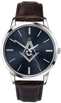 Sekonda Men's Masonic Watch with Blue Dial and Brown Leather Strap 90093