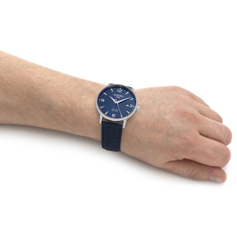 Roamer Mens Watch with Blue Dial and Blue Leather Strap 958833 41 44 05
