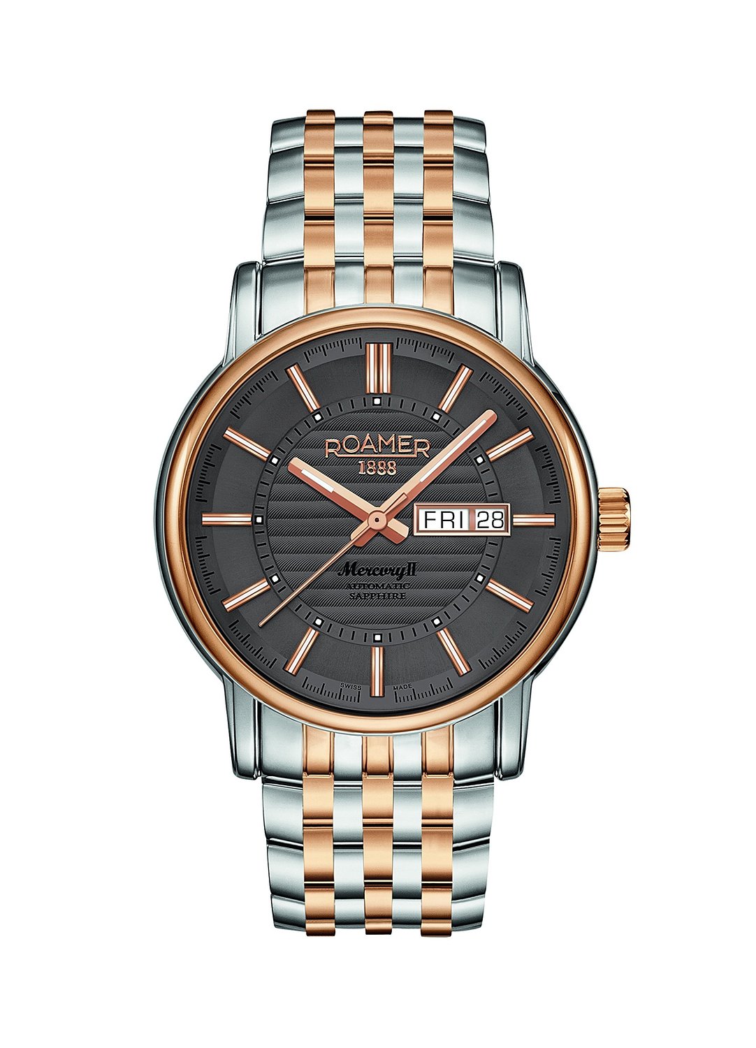 Roamer Mercury II Men's Automatic Watch with Brown Dial Analogue Display and Two Tone Stainless Steel Bracelet