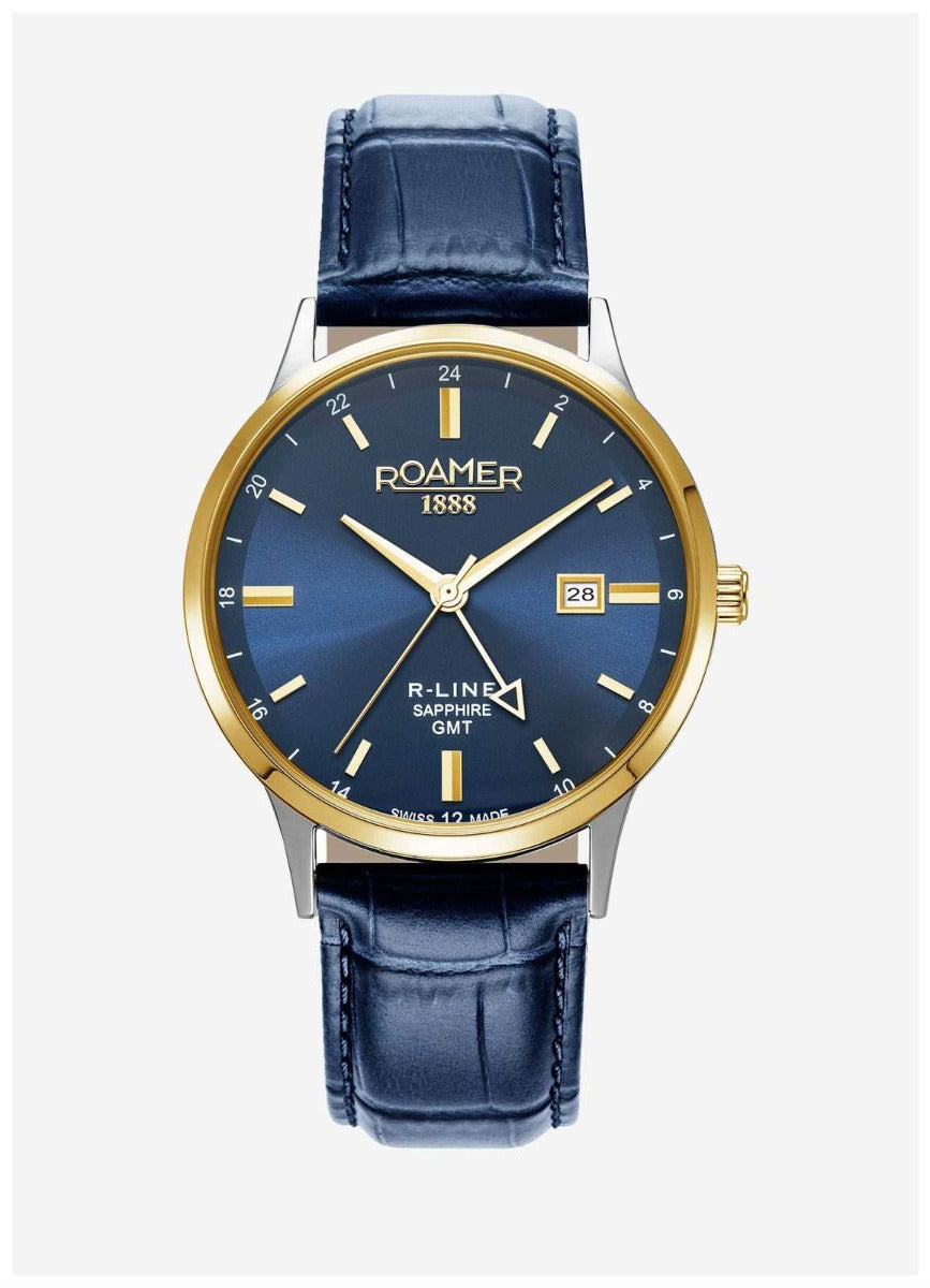 Roamer R-Line GMT Mens Watch with Blue Dial and Two Tone Strap 990987 47 45 05