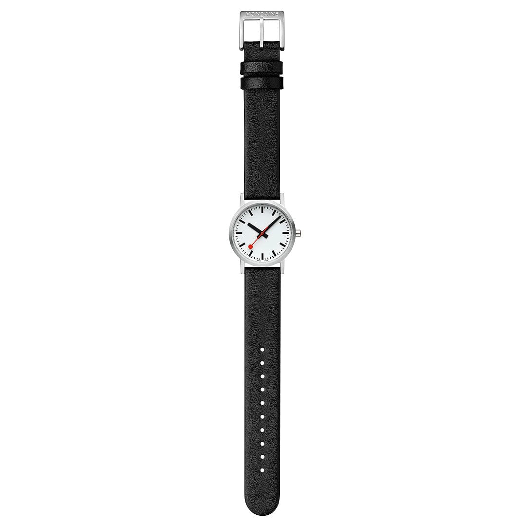 Mondaine Classic Ladies Watch with White Dial and Black Vegan Leather Strap A658.30323.16OMV