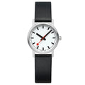 Mondaine Classic Ladies Watch with White Dial and Black Vegan Leather Strap A658.30323.16OMV