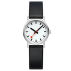Mondaine Classic Ladies Watch with White Dial and Black Vegan Leather Strap A658.30323.16OMV