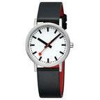 Mondaine Classic Ladies Watch with White Dial and Black Vegan Leather Strap A660.30314.16OMV