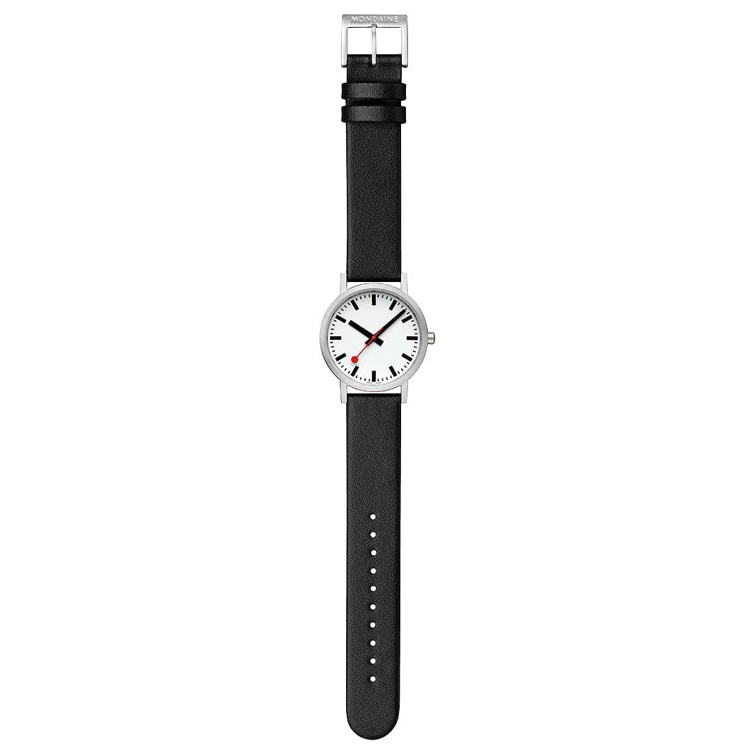 Mondaine Classic Ladies Watch with White Dial and Black Vegan Leather Strap A660.30314.16OMV