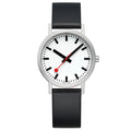 Mondaine Classic Mens Watch with White Dial and Black Vegan Leather Strap A660.30360.16OMV