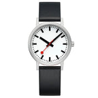 Mondaine Classic Mens Watch with White Dial and Black Vegan Leather Strap A660.30360.16OMV
