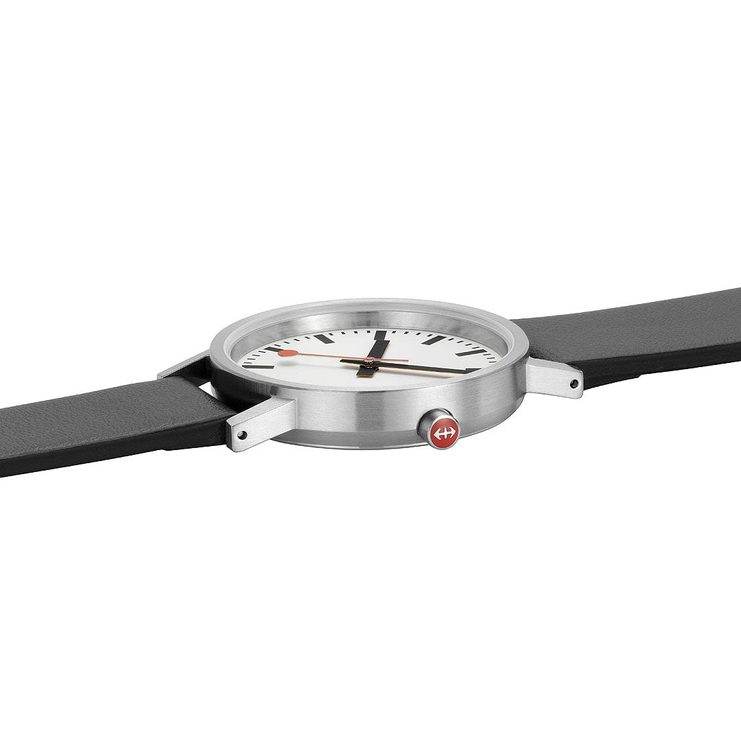 Mondaine Classic Mens Watch with White Dial and Black Vegan Leather Strap A660.30360.16OMV