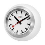 Mondaine Table Clock with White Face and White Case A660.30335.16SBA