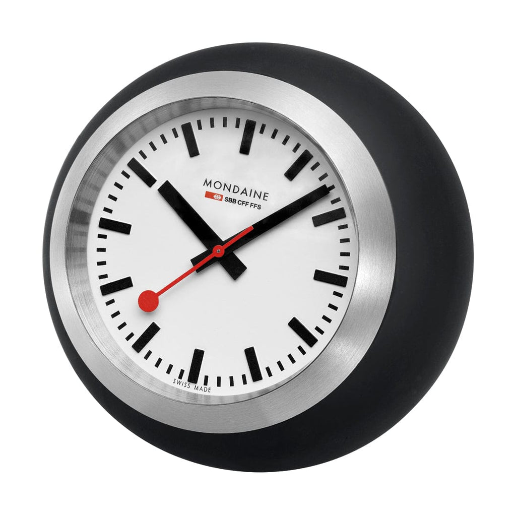 Mondaine Table Clock with White Face and Black Case A660.30335.16SBO
