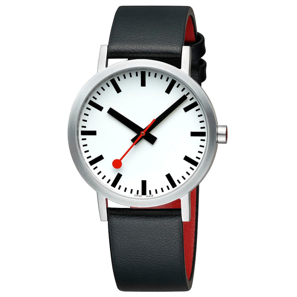 Mondaine Classic Mens Watch with White Dial and Black Vegan Leather Strap A660.30360.16OMV