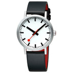 Mondaine Classic Mens Watch with White Dial and Black Vegan Leather Strap A660.30360.16OMV