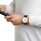 Mondaine Classic Mens Watch with White Dial and Black Vegan Leather Strap A660.30360.16OMV