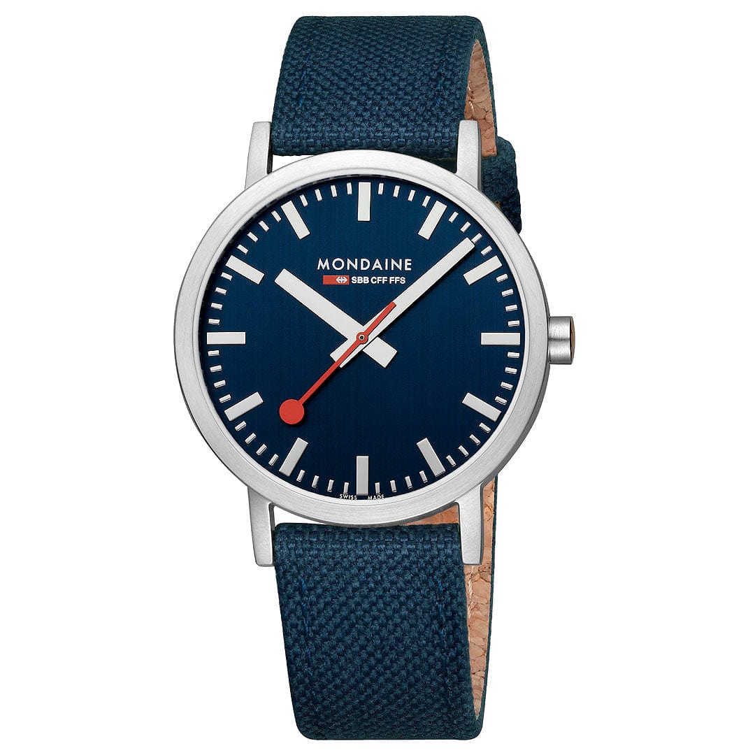 Mondaine Classic Mens Watch with Blue Dial and Blue Strap A660.30360.40SBD